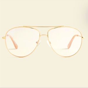 NWT J. Crew Biondi Blue Light Aviator Computer Glasses Gold Clear Lens